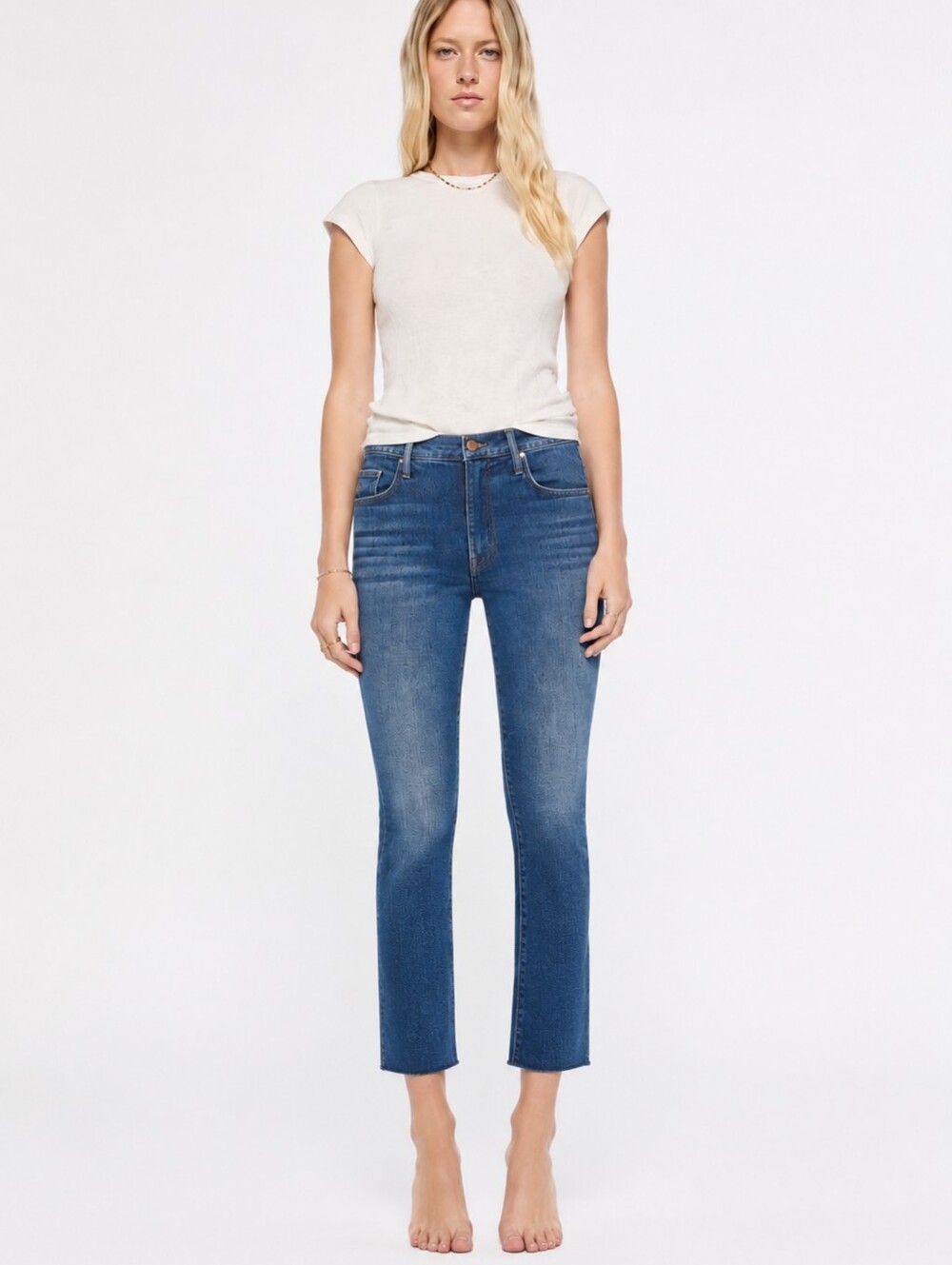 MOTHER Blue Cropped Ankle Jeans